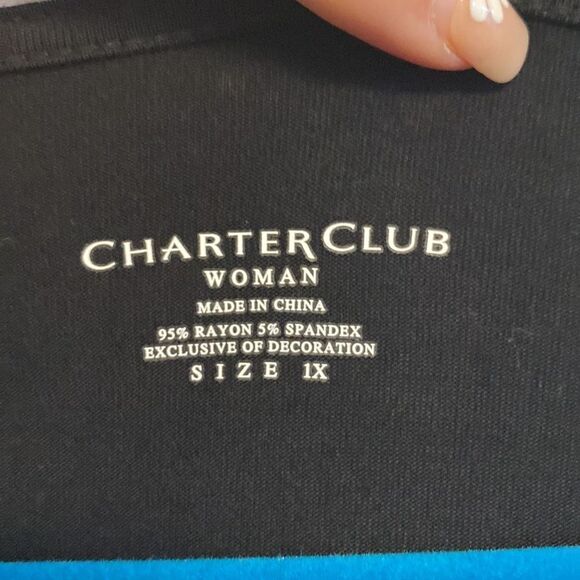 Charter Club- black sparkle blouse -size 1X - Picture 4 of 6